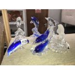 A selection of art glass dolphin ornaments including Royal Crystal Rock Italy