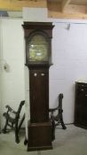 An oak cased Grandfather clock with brass dial, Tho. Simpson, Durham.