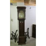 An oak cased Grandfather clock with brass dial, Tho. Simpson, Durham.