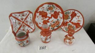 Six small oriental porcelain items some with marks to bases.