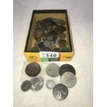 A box of coins, George II Guinea weight,