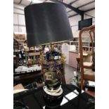 A large blue & gilded classical design table lamp