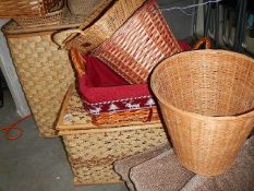 A mixed lot of wicker items.