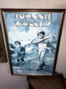 A framed reproduction Johnnie Walker print 46cm x 65cm