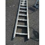 An aluminium double ladder.