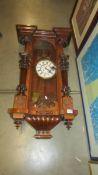 A Victorian mahogany double weight Vienna wall clock, a/f.