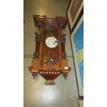 A Victorian mahogany double weight Vienna wall clock, a/f.