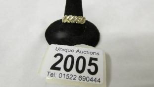 A stone set ring marked 375, size O, 3.2 grams.