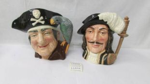 2 Royal Doulton character jug - Athos D6439 and Long John Silver D6335.