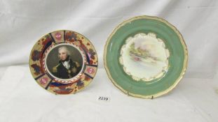 A Royal Worcester 'Barnard Castle' cabinet plate and a Royal Worcester Nelson commemorative plate.