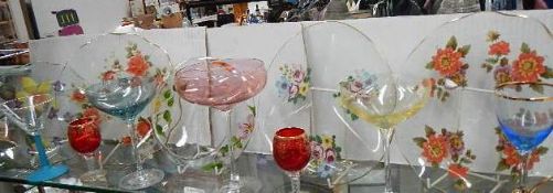 A shelf of glass ware.