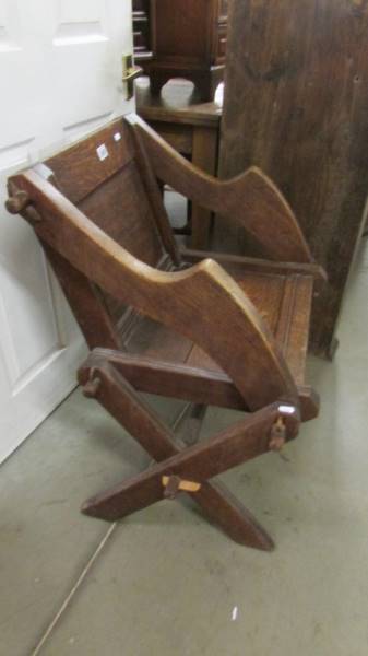 An oak priests chair. - Image 2 of 2