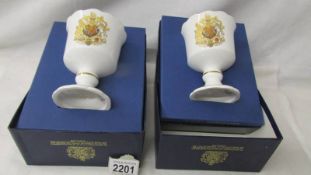 Two boxed Royal Worcester wedding toasting cups