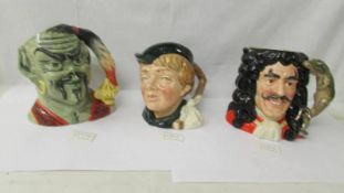 3 Royal Doulton character jugs - The Genie D6892, Dick Whittington D6375 and Captain Hook D6947.