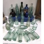 A quantity of vintage glass bottles,