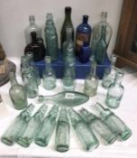 A quantity of vintage glass bottles,