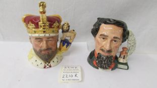 2 Royal Doulton character jugs - King Edward VII D6923, 872/2500 and Charles Dickens D6901,