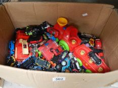 A large box of toy cars.