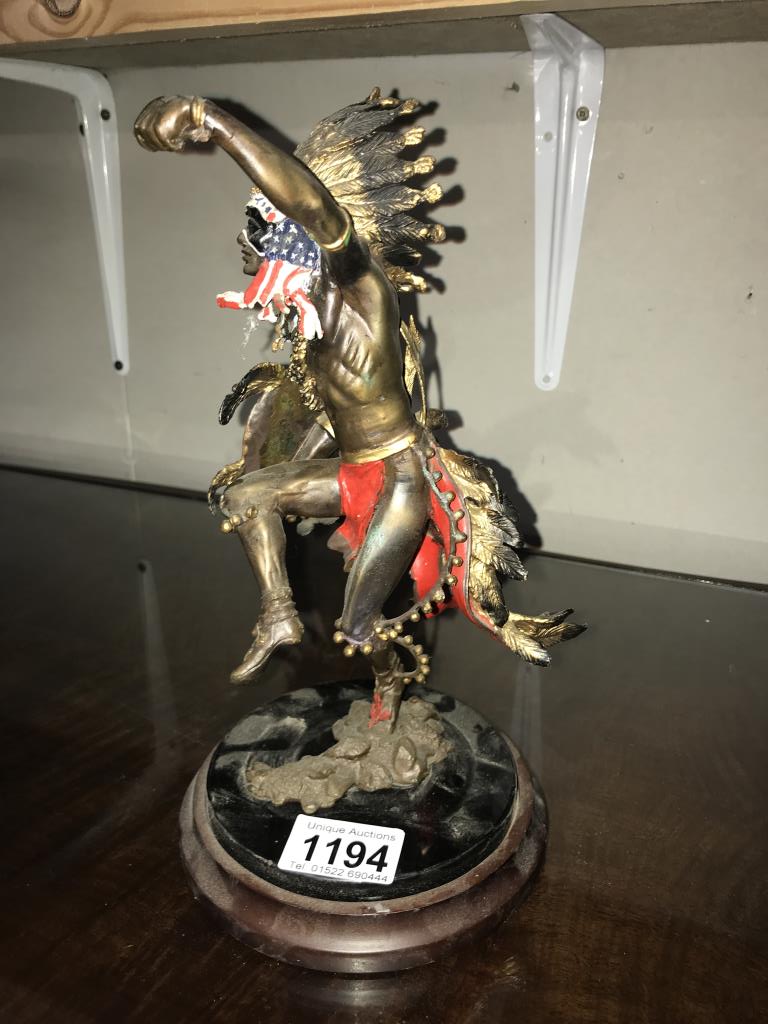 A bronze Franklin Mint 'Spirit of the thunderbird' Indian by R. J. - Image 2 of 4