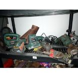 A mixed lot of working Bosch 'PS' range of power tools including Jigsaw, sanders, angle grinder,