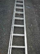 An aluminium double ladder.