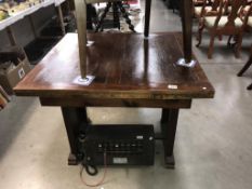 A 1950's Oak drawleaf table 86.5cm X 91.5cm and 86.