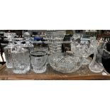 A good lot of decanters & heavy glass bowls etc.