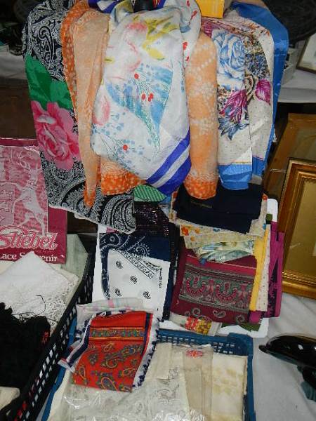 4 trays of good scarves including silk, embroidered etc. - Image 4 of 4