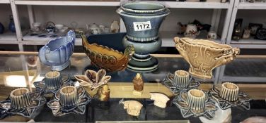 A selection of Wade items including urn, candle holders etc.