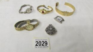 4 ladies wrist watches including rotary (glass cracked), Sequenta 17 jewel, Buler 17 jewel,