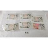 6 UK £50 bank notes, 2 x d H f Sumurat, 3 x G b A Kentfield and 1 x F M Gill.