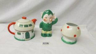 A rare Shelley 'Mabel Lucie Attwell' three pieces "Boo Boo" tea set comprising teapot,