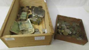 A mixed lot of coins including UK, French, some 18th century including 1746 George II farthing,