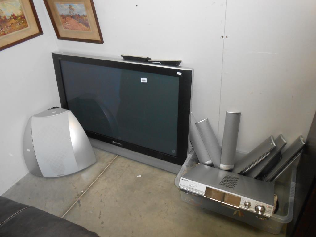 A 42" Panasonic tv, to be wall mounted, no stand, Panasonic control receiver Sa XR70,