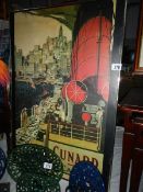 A Framed Cunard poster.