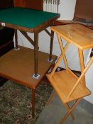 2 folding card tables and 2 pine tables.