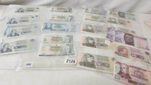 Thirteen various Scottish five pound notes,