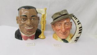 2 Royal Doulton character jugs - Jimmy Durante D6708 and Louis Armstrong D6707.