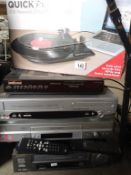 An ION turntable, AIWA video, Sony Video,