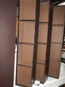 A quantity of leather covered shelves.