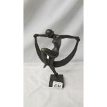 A contemporary bronze figure of a nude dancer, 24 cm tall.