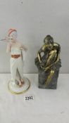 An art deco style 'Flapper' figurine by Epoch and a 'Dagar' style ballet figure in bronzed finish.