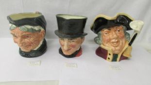 3 Royal Doulton character jugs - Granny D5521, Town Crier D6530 and John Peel.