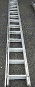 An aluminium double ladder.