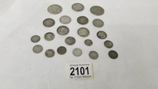 Twenty Victorian silver coins (90 grams).