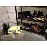 A quantity of mens boots, wellies & football boots including Regatta, Magnum, Chelsea dealer,