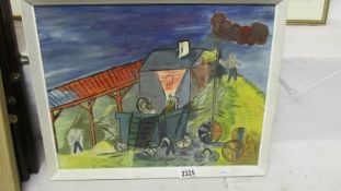 An abstract farm scene, 48 x 38 cm.