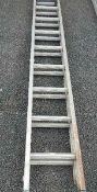 An aluminium double ladder.