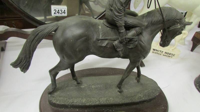 A resin model of a horse and jockey on base with plaque inscried Dunstall Park Winner 1995. - Image 2 of 3