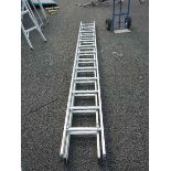 An aluminium double ladder.